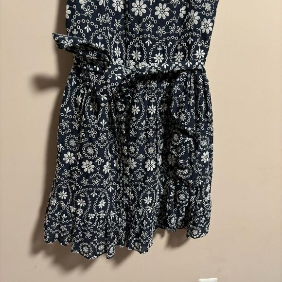 Kate Spade Shore Thing Eyelet Wrap Dress Rich Navy Blue Fresh White Size 00 - Picture 4 of 10